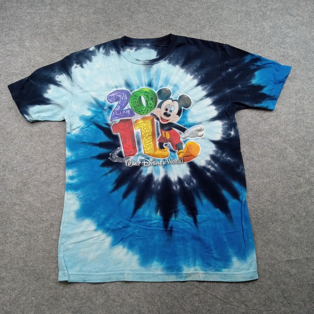 Mickey Mouse Shirt Mens Medium Walt‎ Disney World Blue Tie Dye Graphic Tee Parl